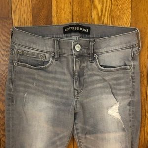 Express Jeans - Express Grey Cropped Distressed Jeans Express Jeans - Express Grey Cropped Distressed Jeans